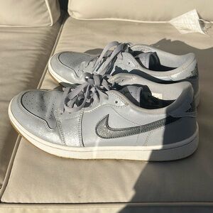 Gray Jordan 1 low golf shoes